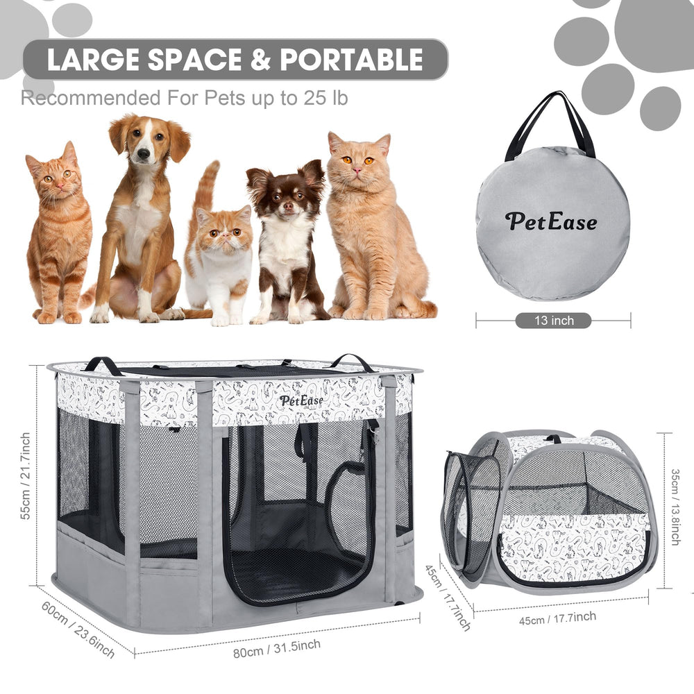 PetEase Portable 2-in-1 dog crate playpen 8-sided mesh for airflow and mosquito protection
