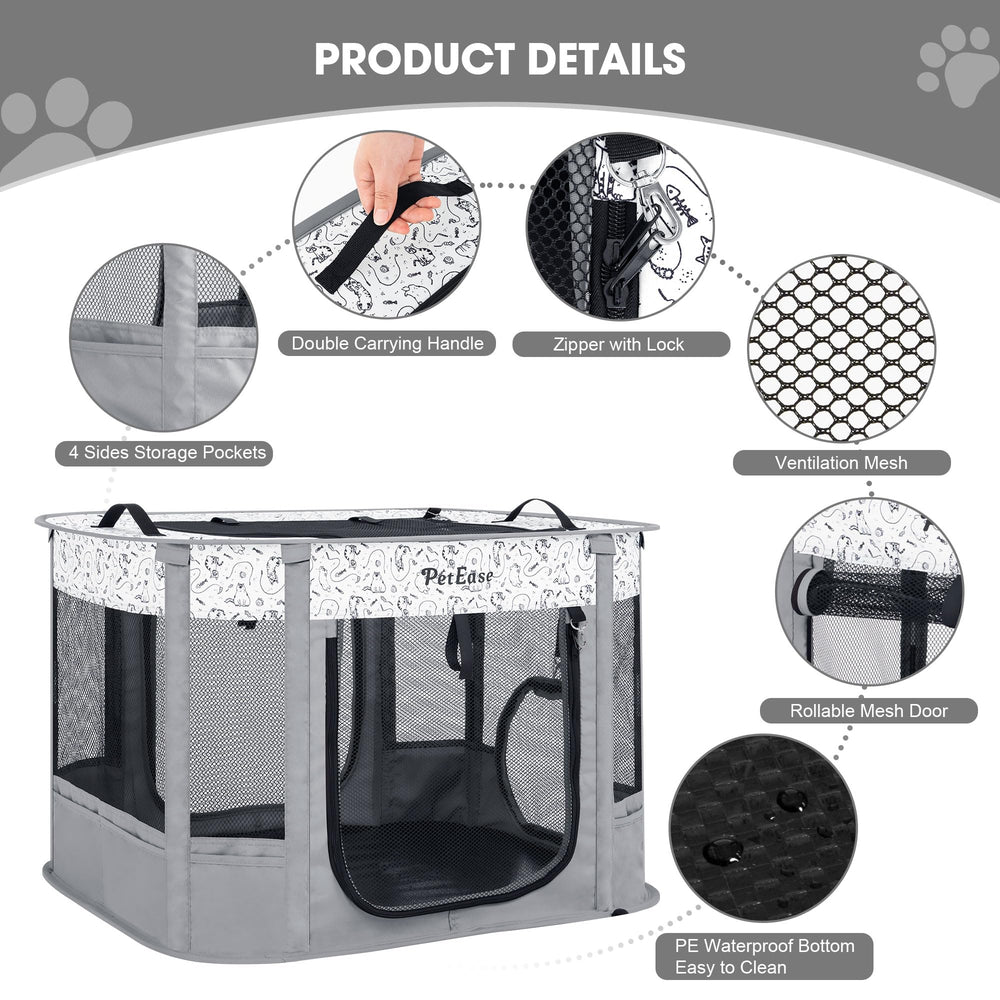 PetEase Portable 2-in-1 dog crate playpen foldable design for travel and quick setup
