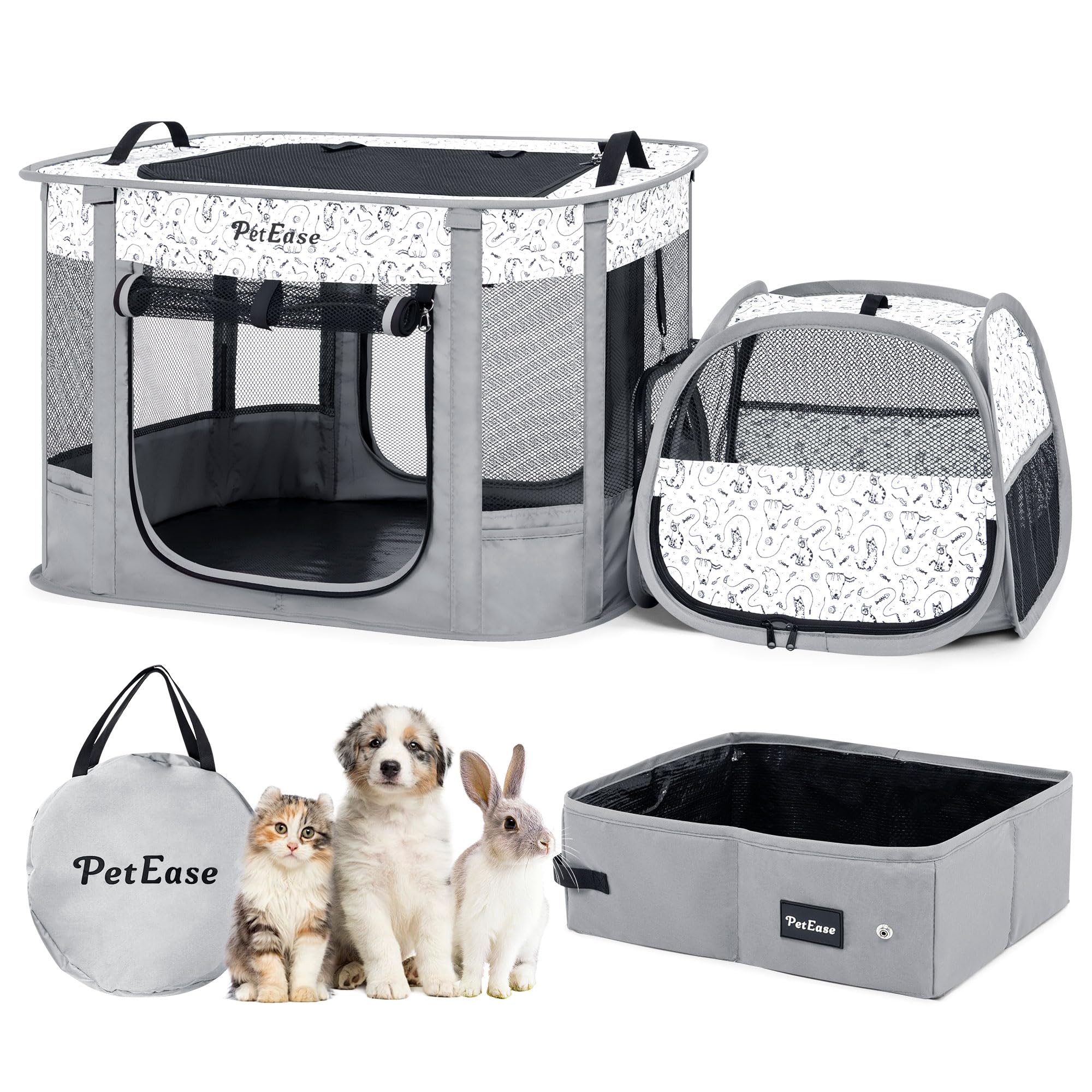 PetEase Portable 2-in-1 dog crate playpen full setup for flexible indoor/outdoor containment