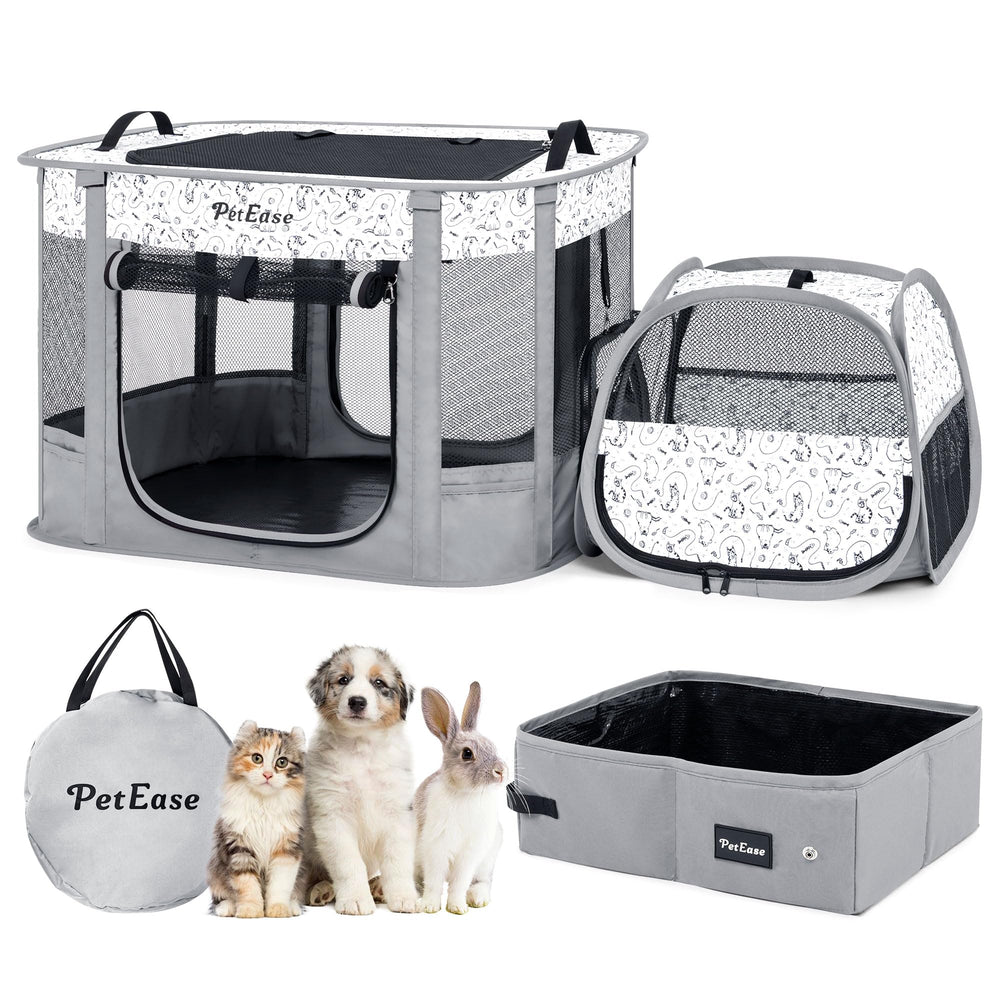 PetEase Portable 2-in-1 dog crate playpen full setup for flexible indoor/outdoor containment