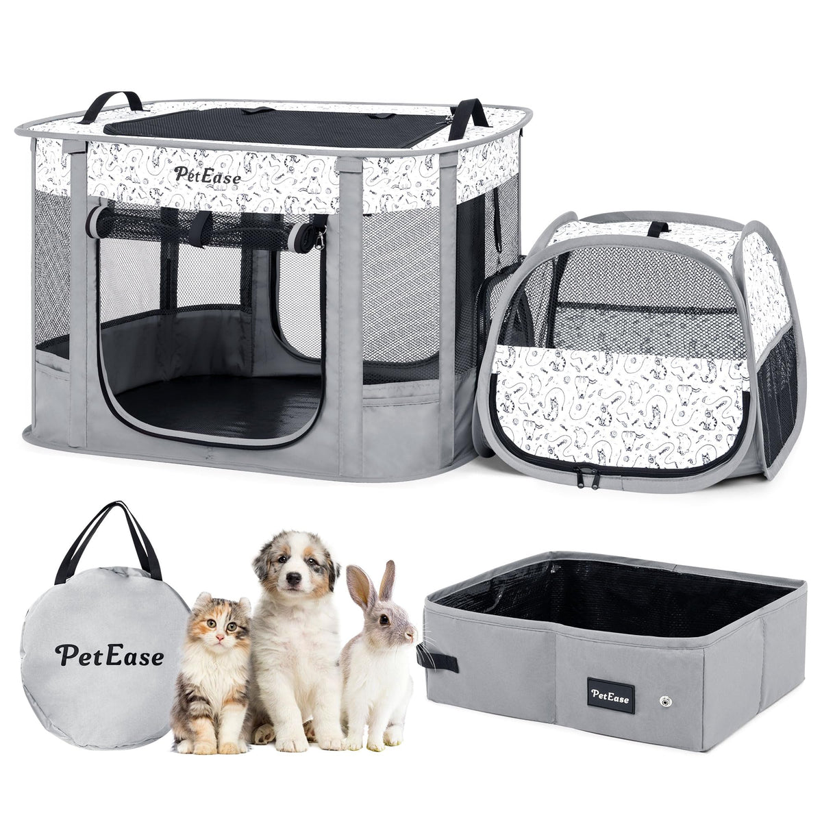 PetEase Portable 2-in-1 dog crate playpen full setup for flexible indoor/outdoor containment