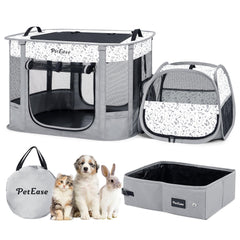 PetEase Portable 2-in-1 dog crate playpen full setup for flexible indoor/outdoor containment