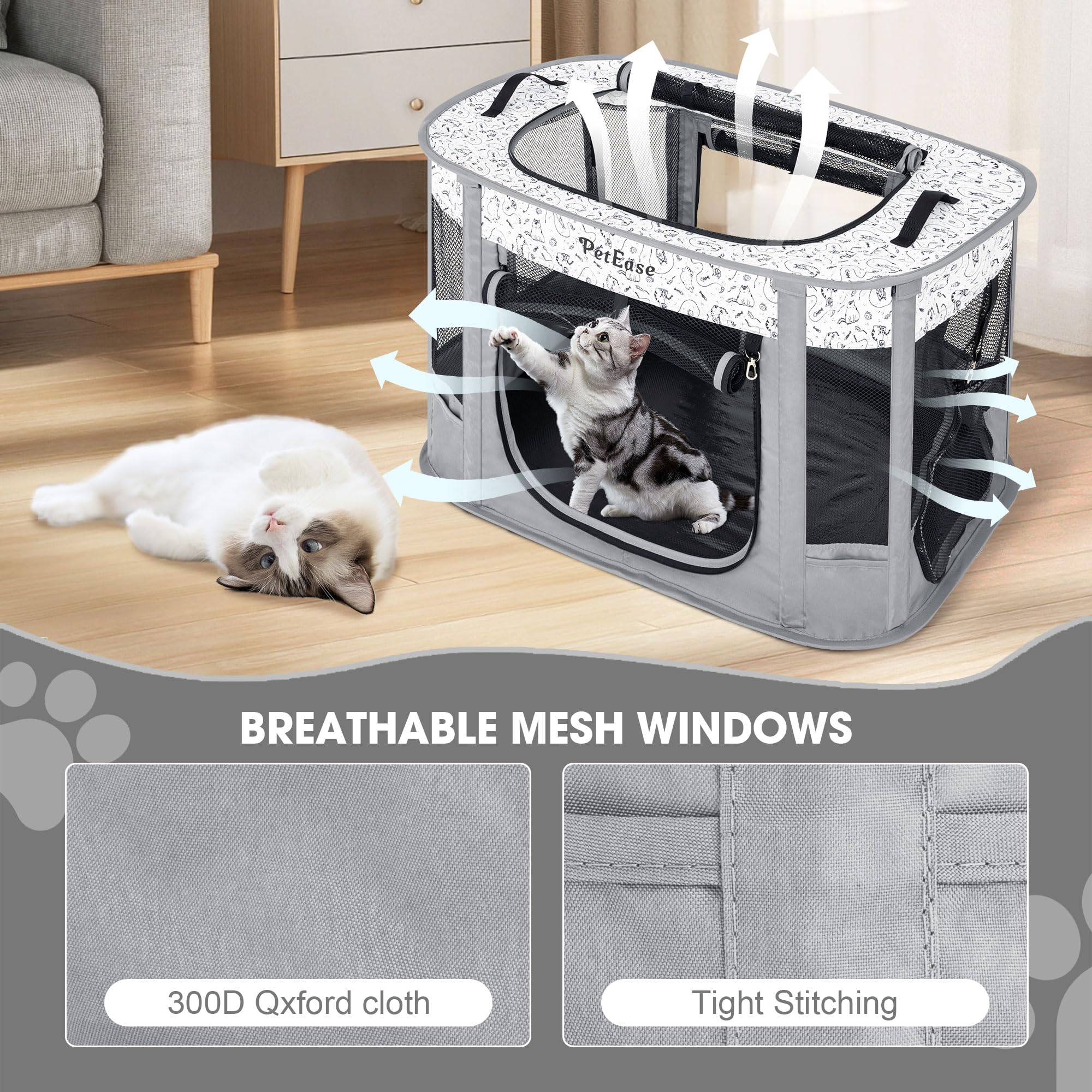 PetEase Portable 2-in-1 dog crate playpen litter box area keeps hygiene tidy and separate
