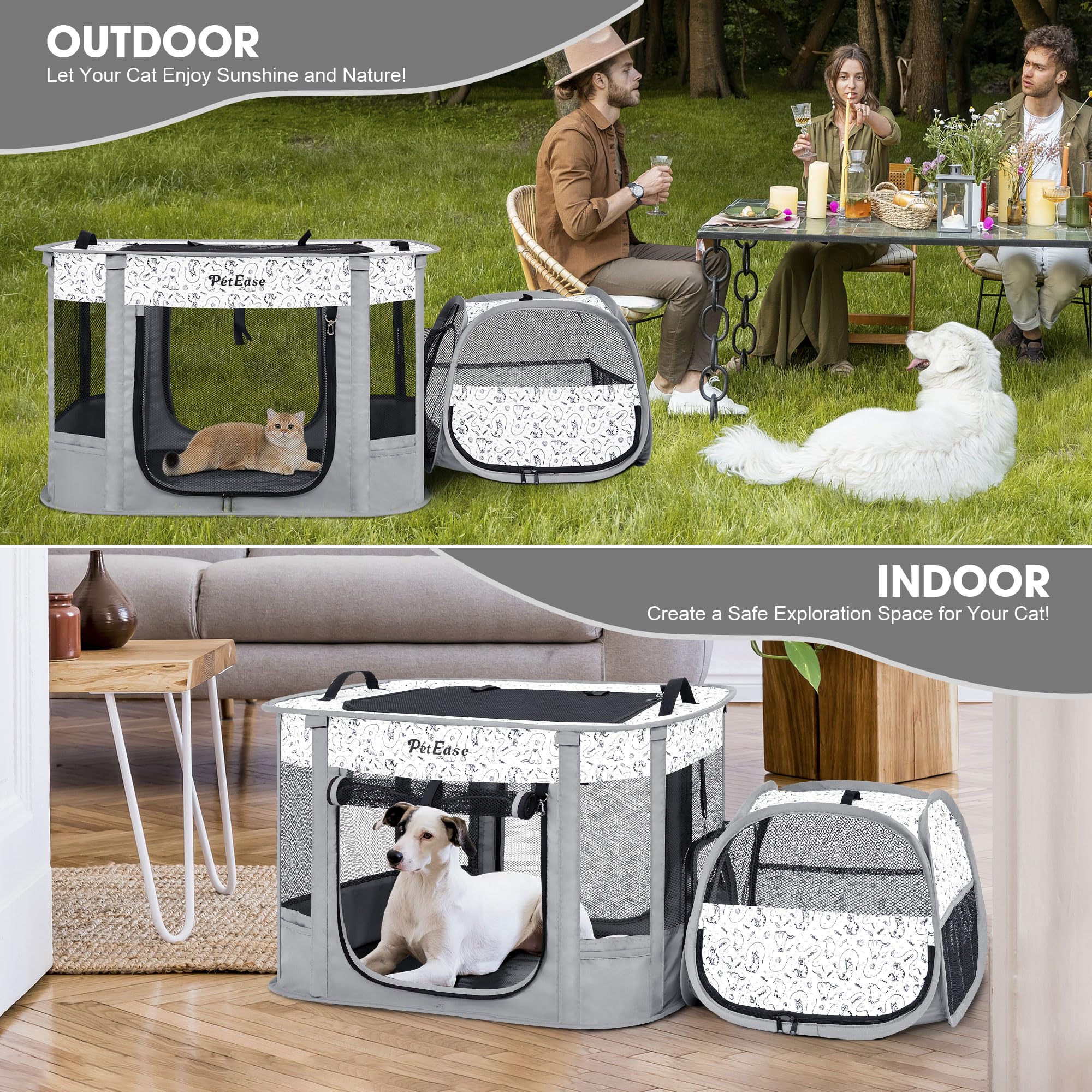 PetEase Portable 2-in-1 dog crate playpen outdoor-ready enclosure expands activity spaces safely