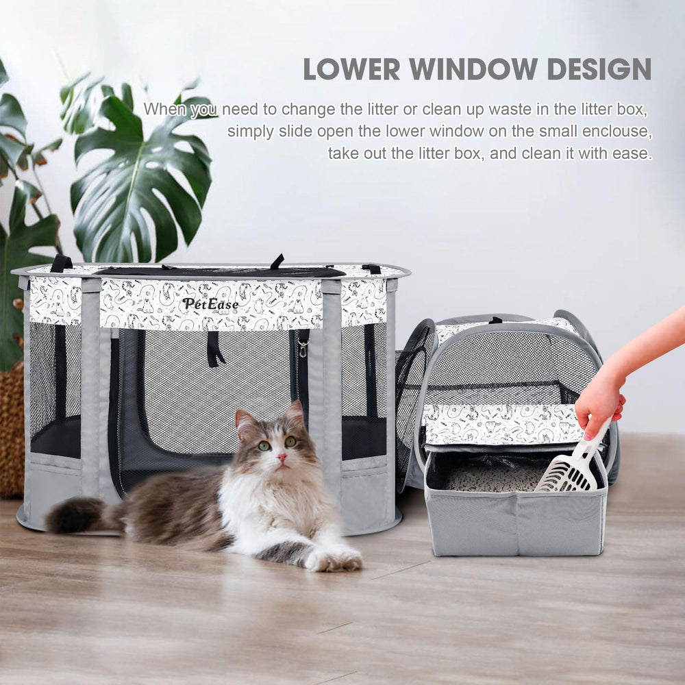 PetEase Portable 2-in-1 dog crate playpen snack pockets add interactive playtime and enrichment