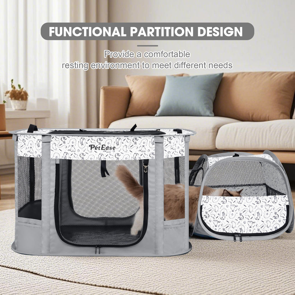 PetEase Portable 2-in-1 dog crate playpen waterproof bottom simplifies cleaning after outdoor use