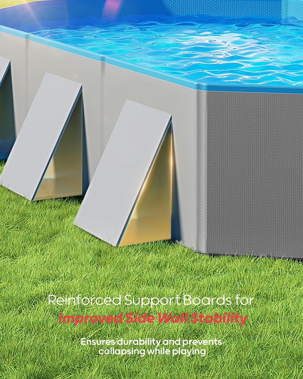 Peteast foldable dog pool anti-slip bottom enhances stability on slick surfaces.