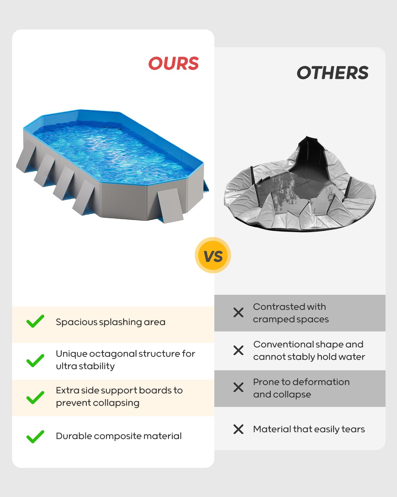 Peteast pool suitable for indoor and outdoor use with versatile setup.