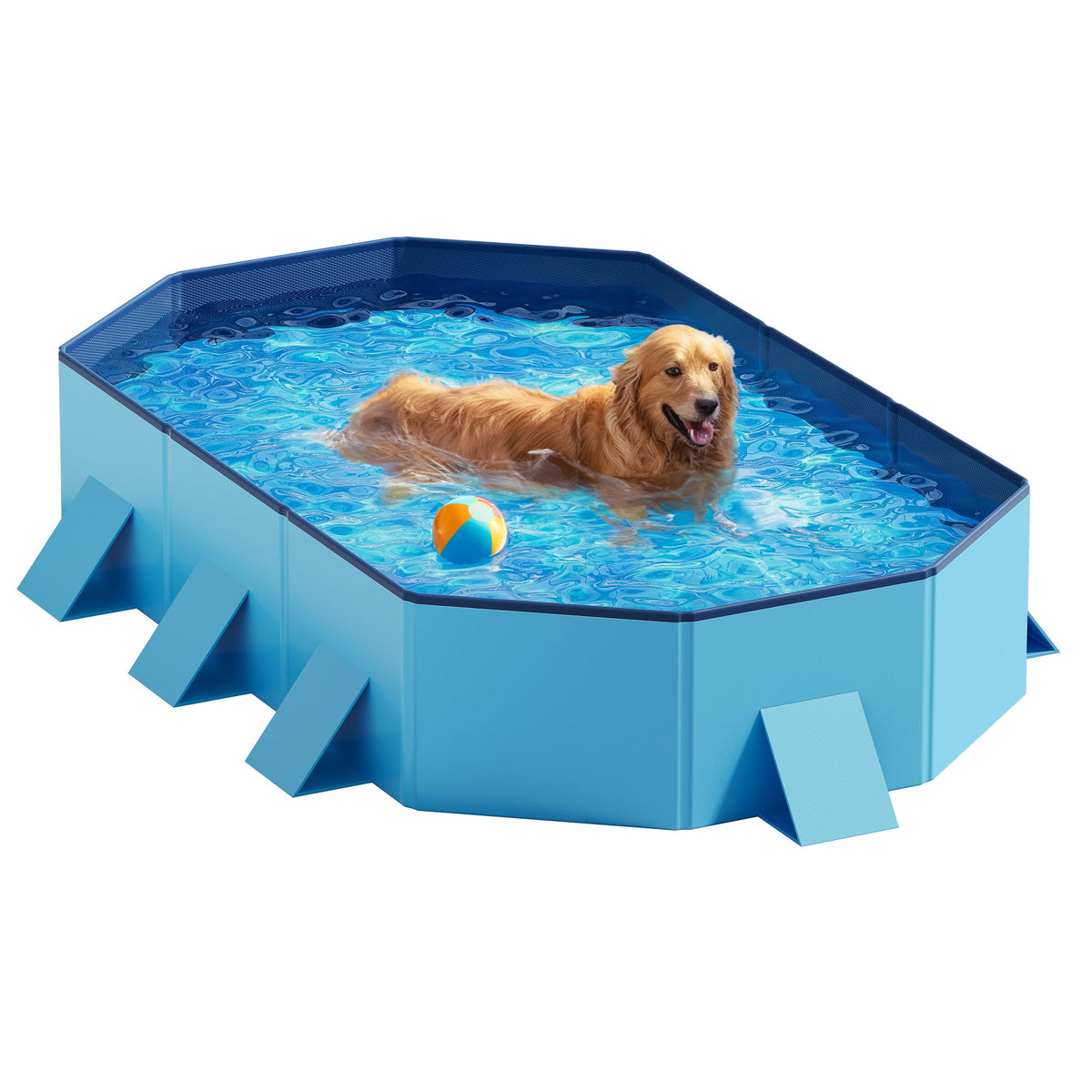 Peteast foldable dog pool large 71x39x12 blue—ample space for play and cooling.