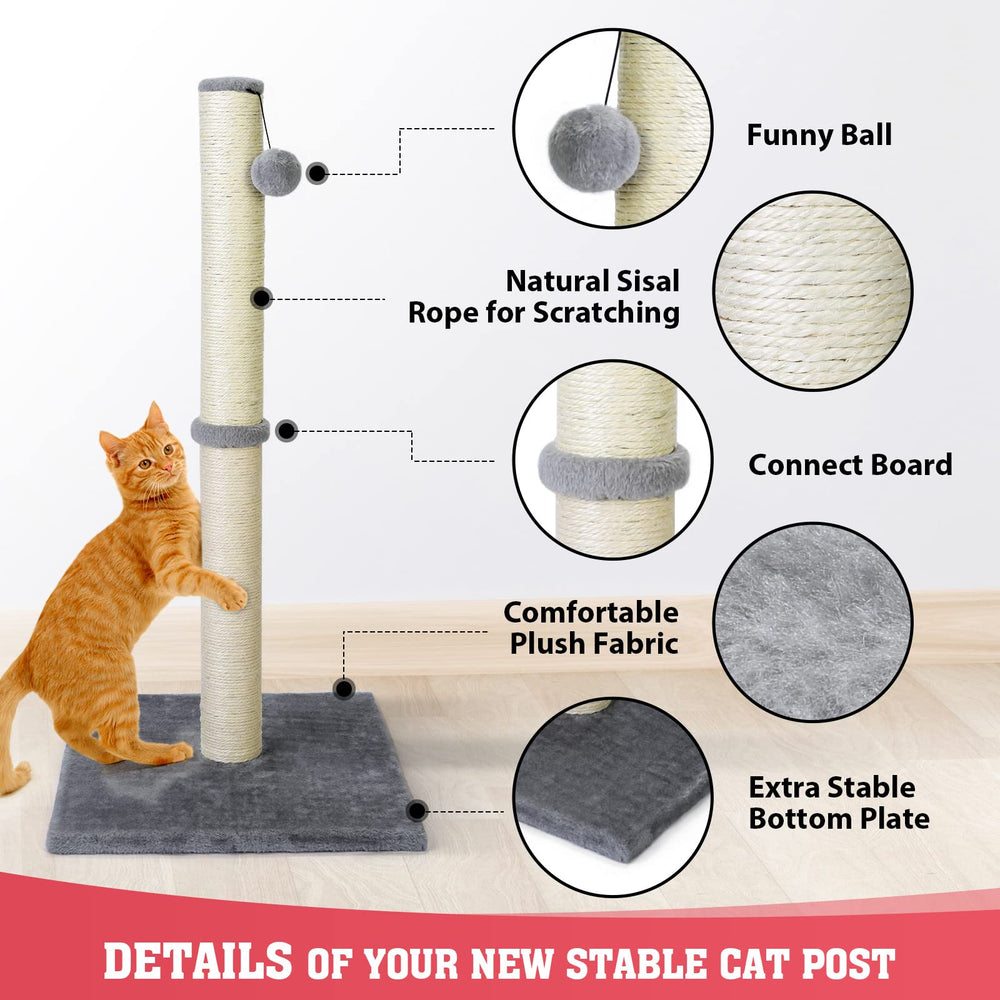 Petellow cat scratching post sisal rope closeup highlights the durable surface.