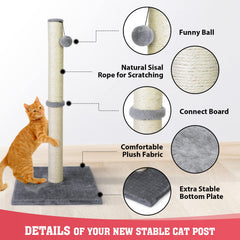 Petellow cat scratching post sisal rope closeup highlights the durable surface.