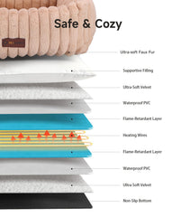 PETEMPO heated cat bed control panel shows 6 temperature levels for customized warmth.
