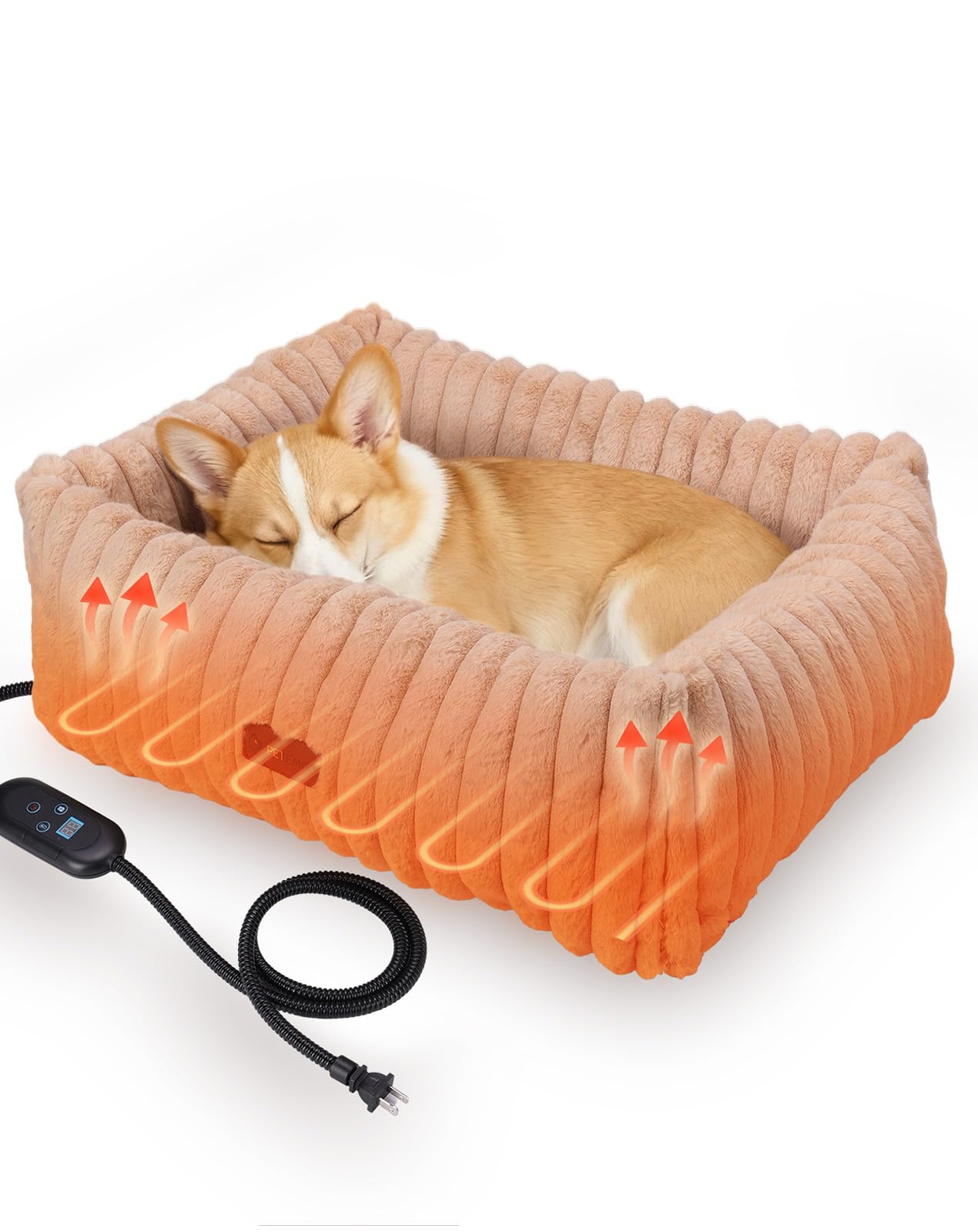PETEMPO heated cat bed exterior in brown provides cozy indoor warmth for pets.