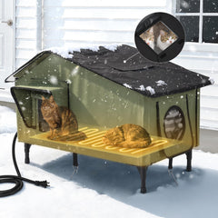 PETEMPO heated cat house exterior demonstrates weatherproof design for outdoor warmth.