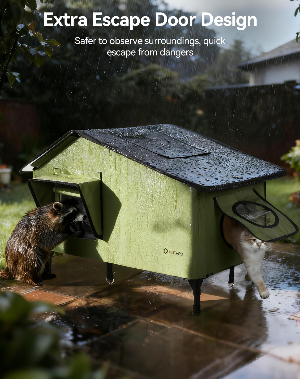 PETEMPO waterproof 900D Oxford cloth shelter protects from rain and spills.