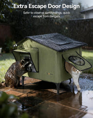 PETEMPO waterproof 900D Oxford fabric endures rain, with a sloped roof for runoff.