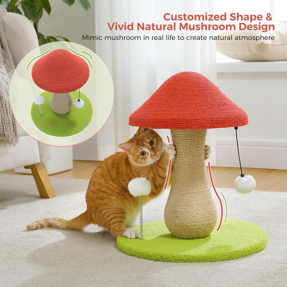 PETEPELA mushroom cat-sisal-cover provides durable texture for satisfying scratching instincts.