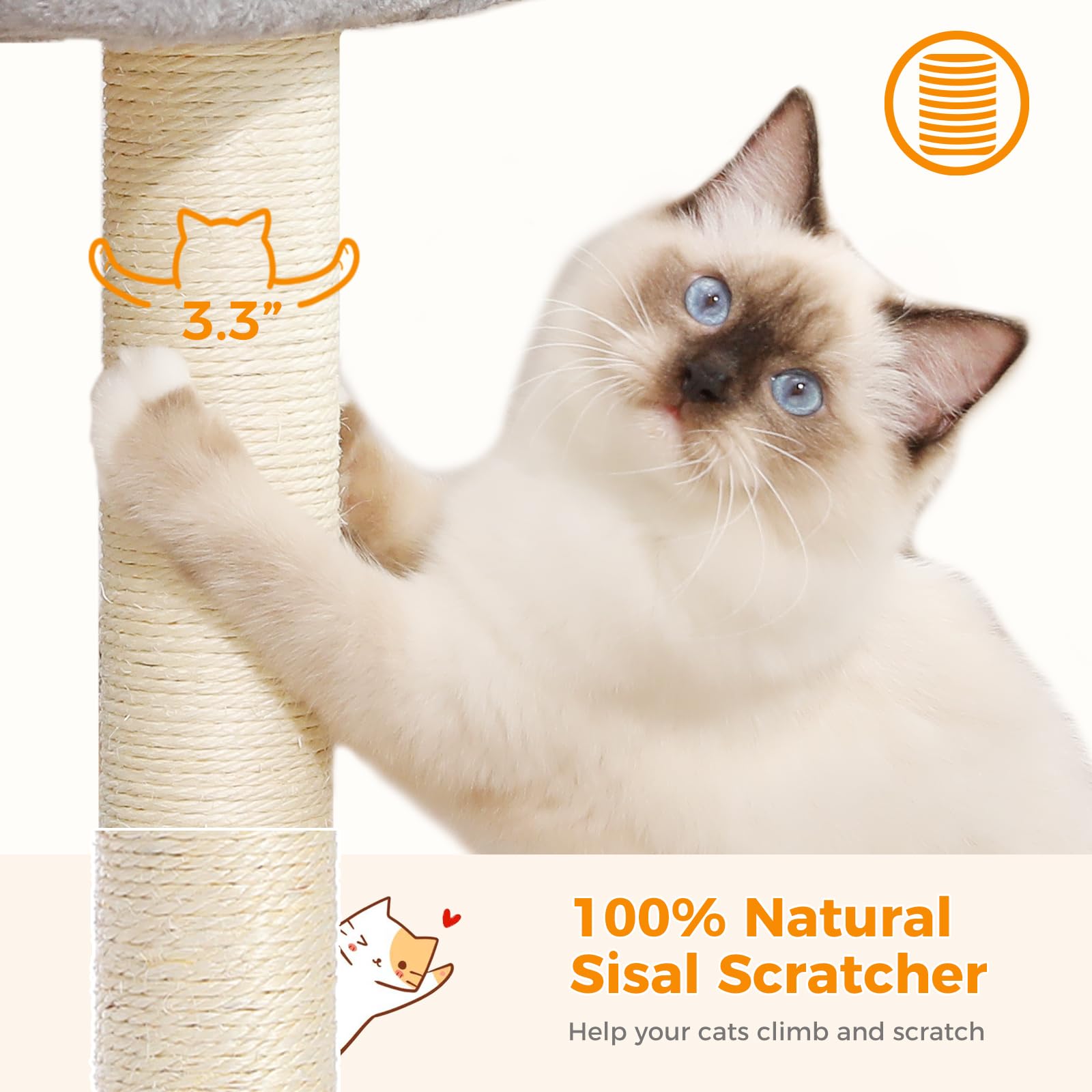 PETEPELA natural sisal scratching post promotes instinctive scratching and furniture protection.