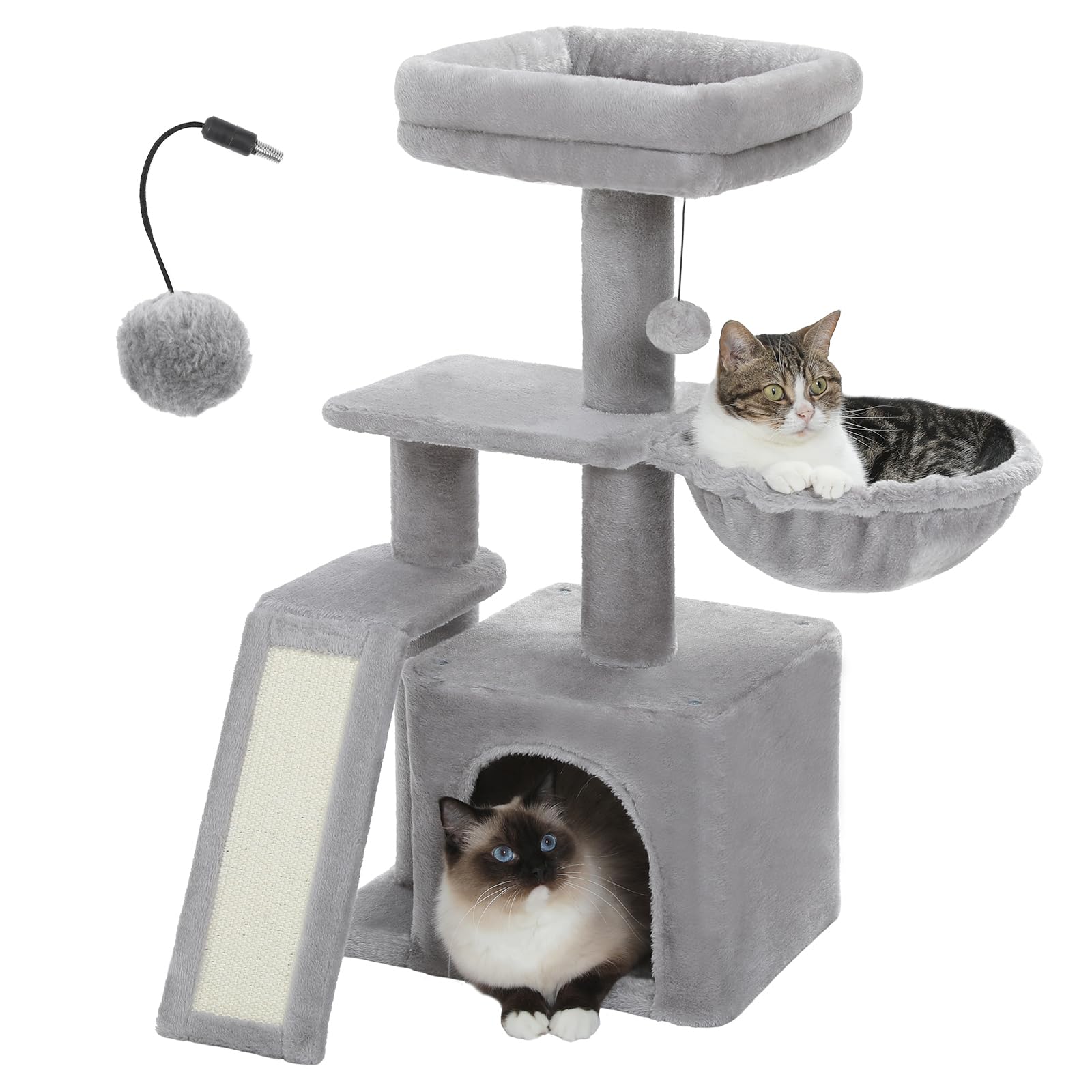 PETEPELA small cat tree overall view showing compact, stylish indoor play space