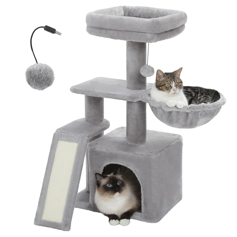 PETEPELA small cat tree overall view showing compact, stylish indoor play space
