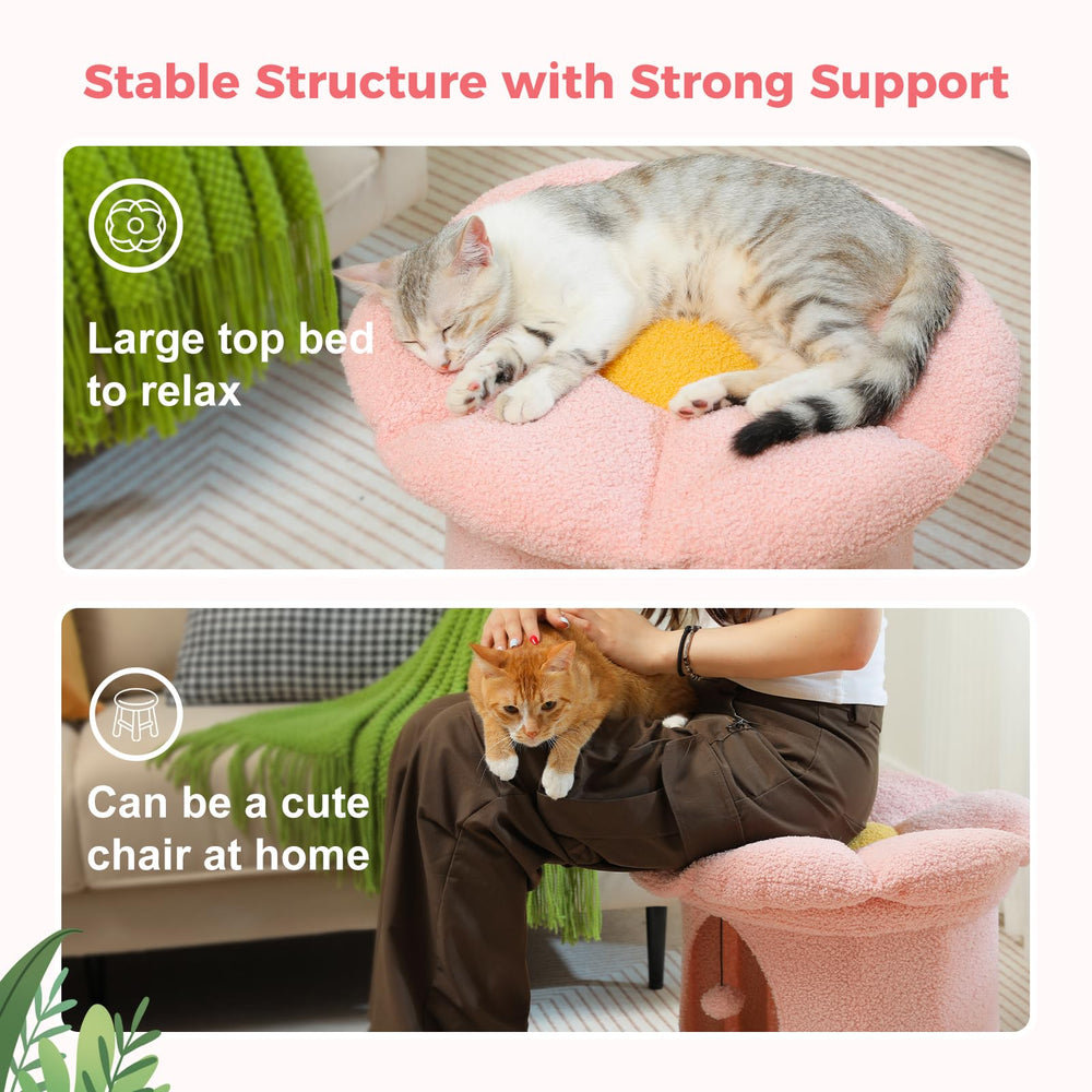 PETEPELA flower-bed cat tree provides an elevated view from the platform