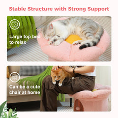 PETEPELA flower-bed cat tree provides an elevated view from the platform