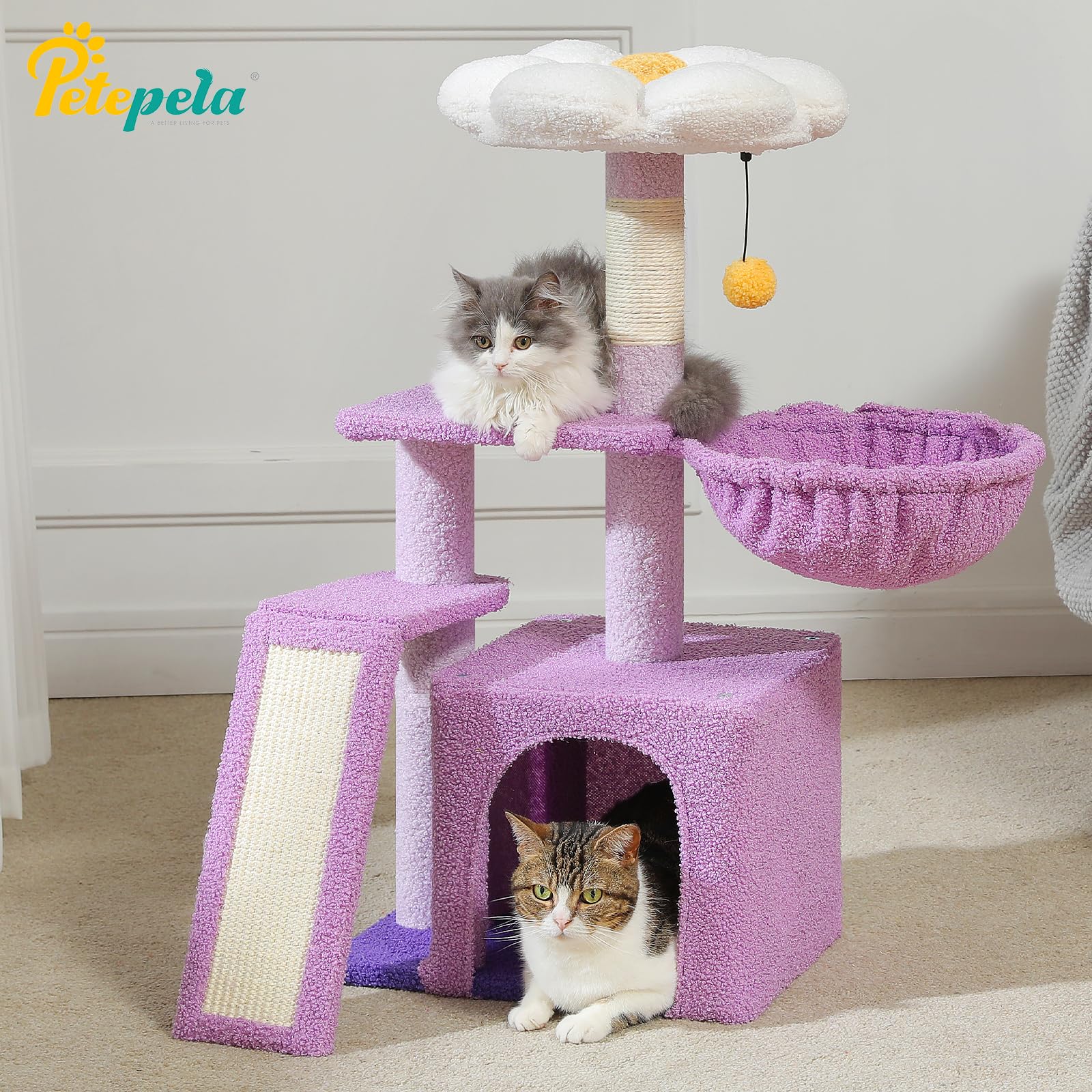 Petepele easy-assembly cat tree in minutes.