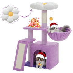Petepele flower cat tree top perch offers a sunny lookout for curious kittens.