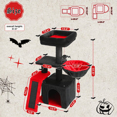 PETEPELA cat tree cozy hammock gives cats a comfy spot to nap after play.