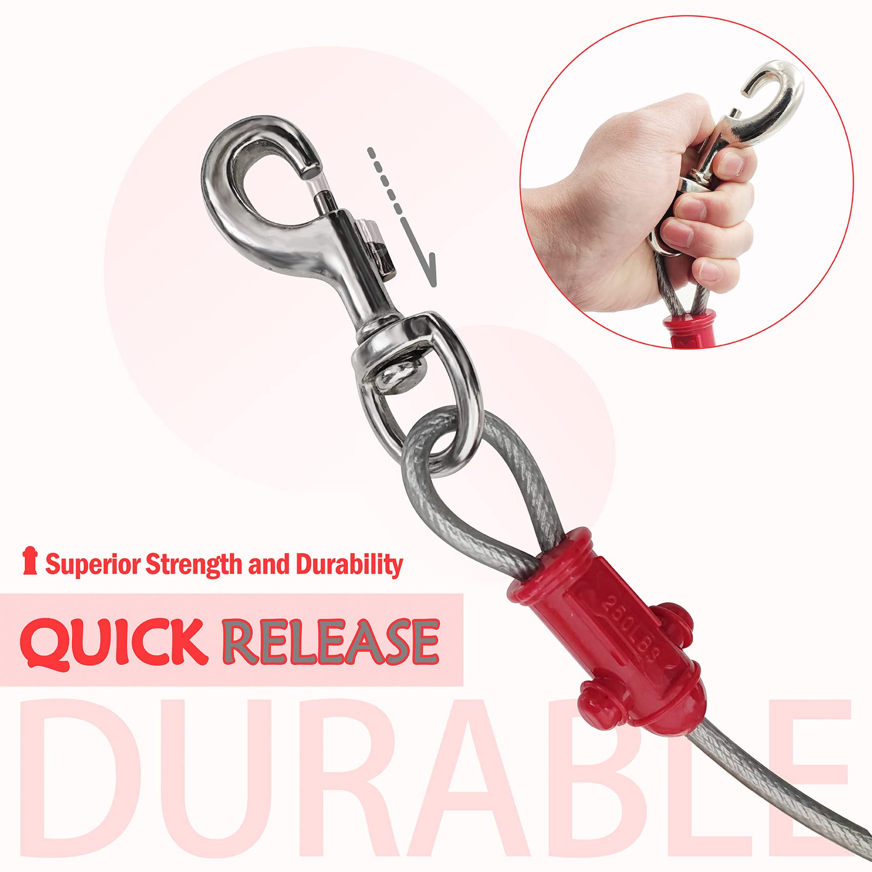 Petest 360-degree rotation tie-out prevents tangling during walks