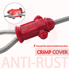 Petest crimp cover protecting cable ends from rain and rust