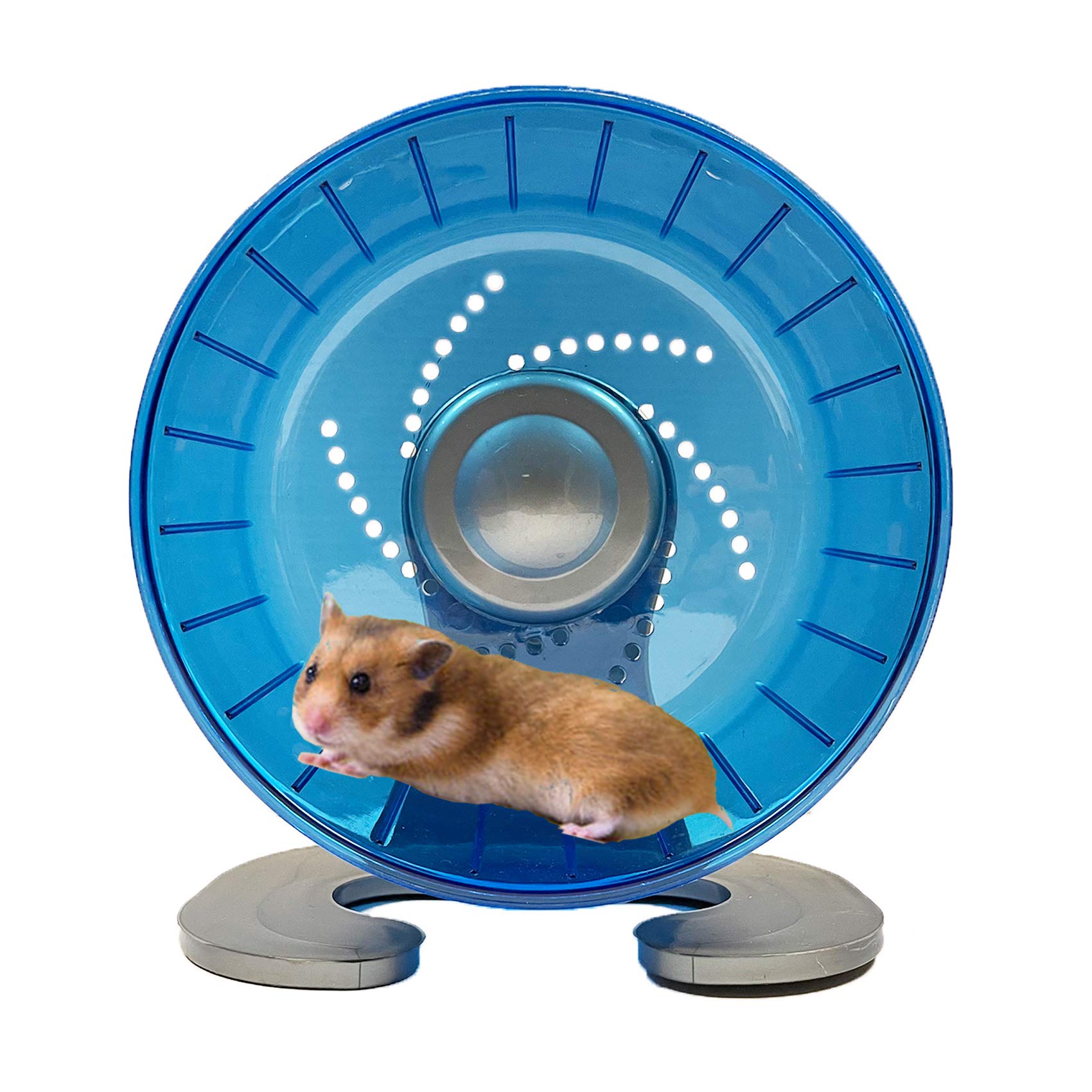 Petest hamster wheel 6-7-inch blue side view for smooth, quiet exercise
