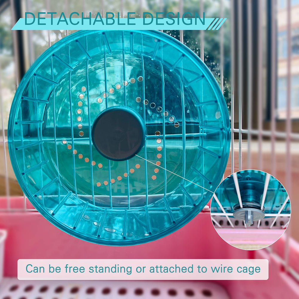 Petest hamster wheel height-adjustable accommodates different cages and scales with pets.
