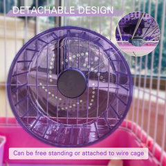 Petest hamster wheel stand-attachment highlights versatile mounting options.