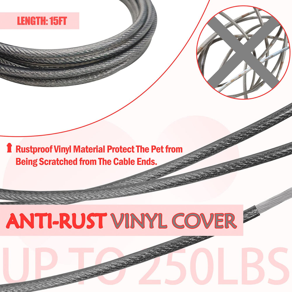 Petest steel cable with swivel clips demonstrates durability