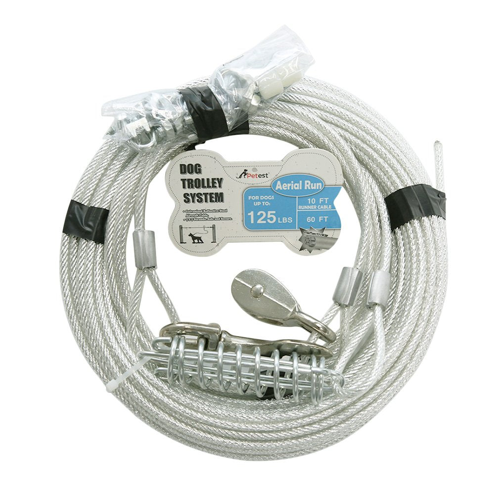 Petest trolley 60ft cable installed for secure outdoor dog space with visible boundaries