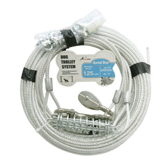 Petest trolley 60ft cable installed for secure outdoor dog space with visible boundaries
