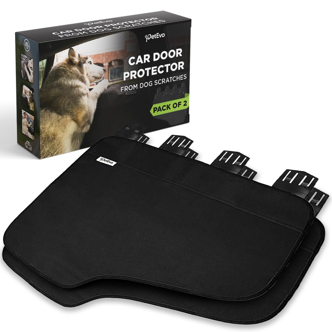 PetEvo door protector in use shields car doors from pet claws and dirt.