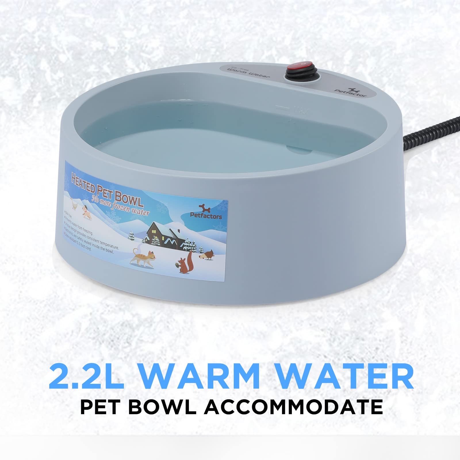 Petfactors thermal bowl capacity 2-2-liter highlighted for outdoor water supply