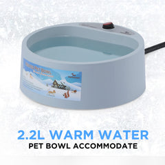 Petfactors thermal bowl capacity 2-2-liter highlighted for outdoor water supply