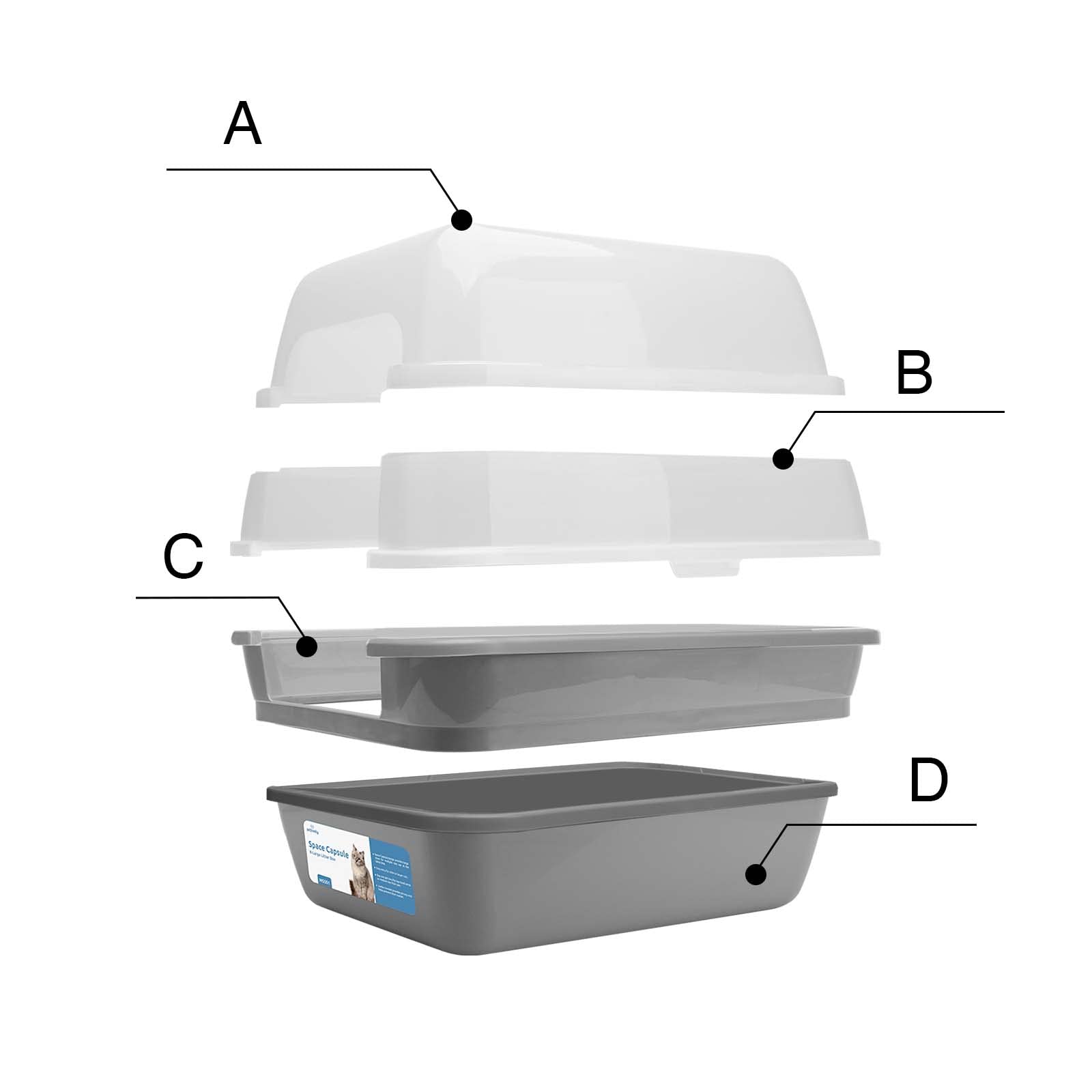 Petfamily hooded litter box suitable for two cats in shared homes.