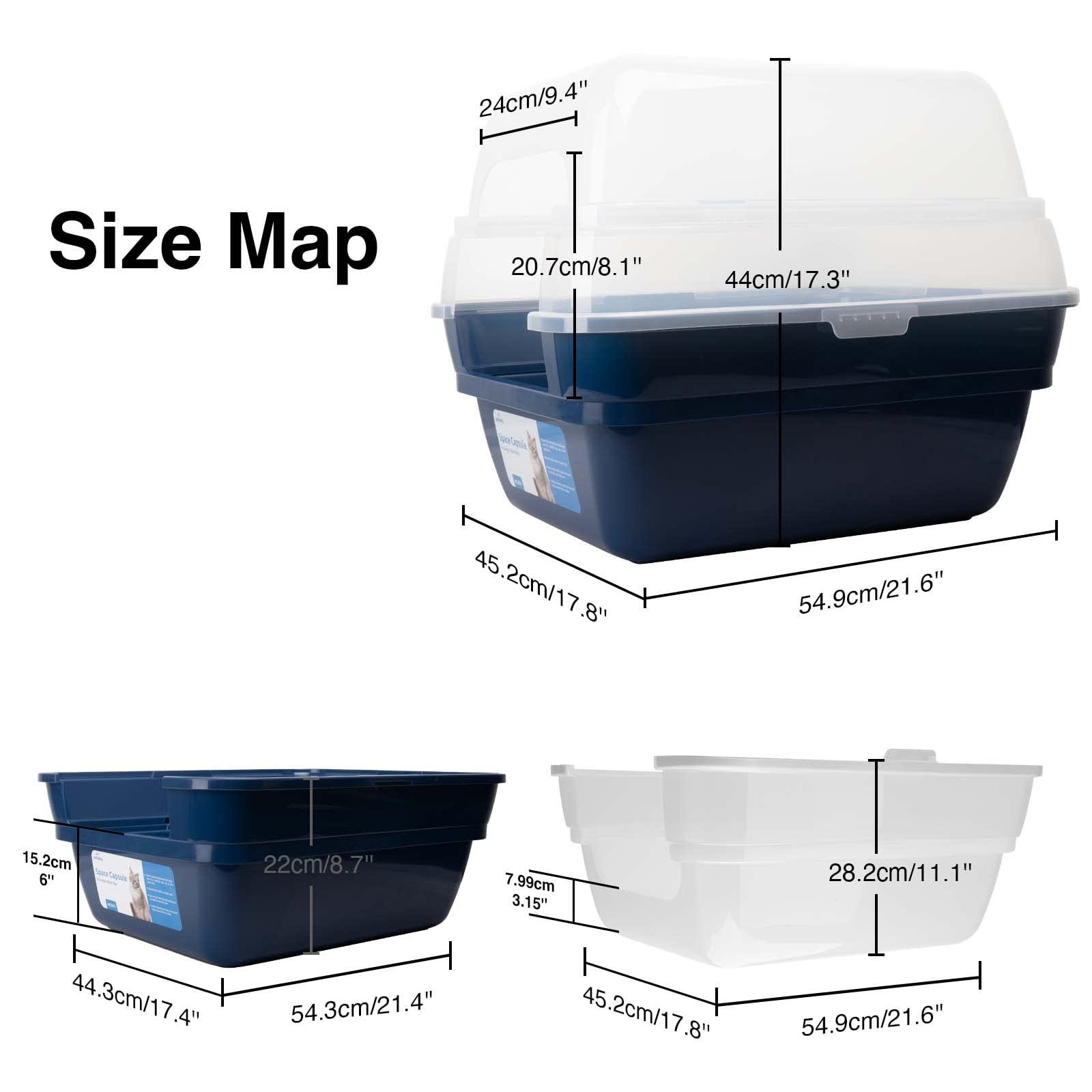 Petfamily cat litter box inside view shows spacious interior for multiple cats.