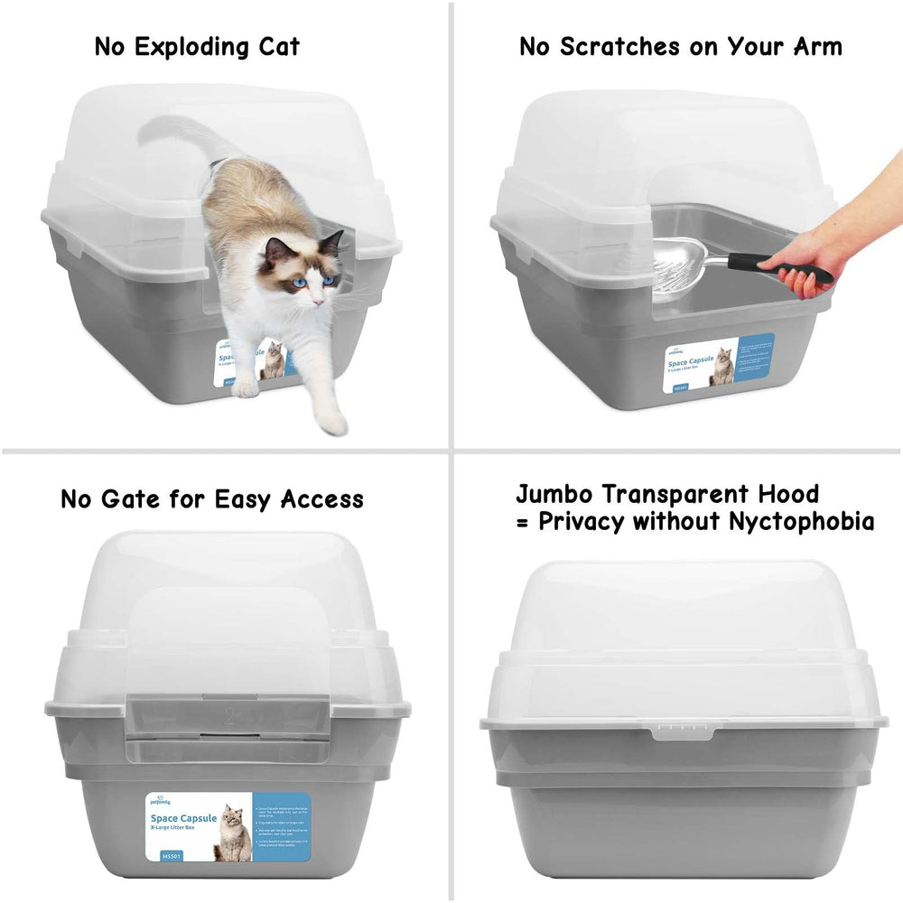 Petfamily space capsule interior reduces litter scatter during use.