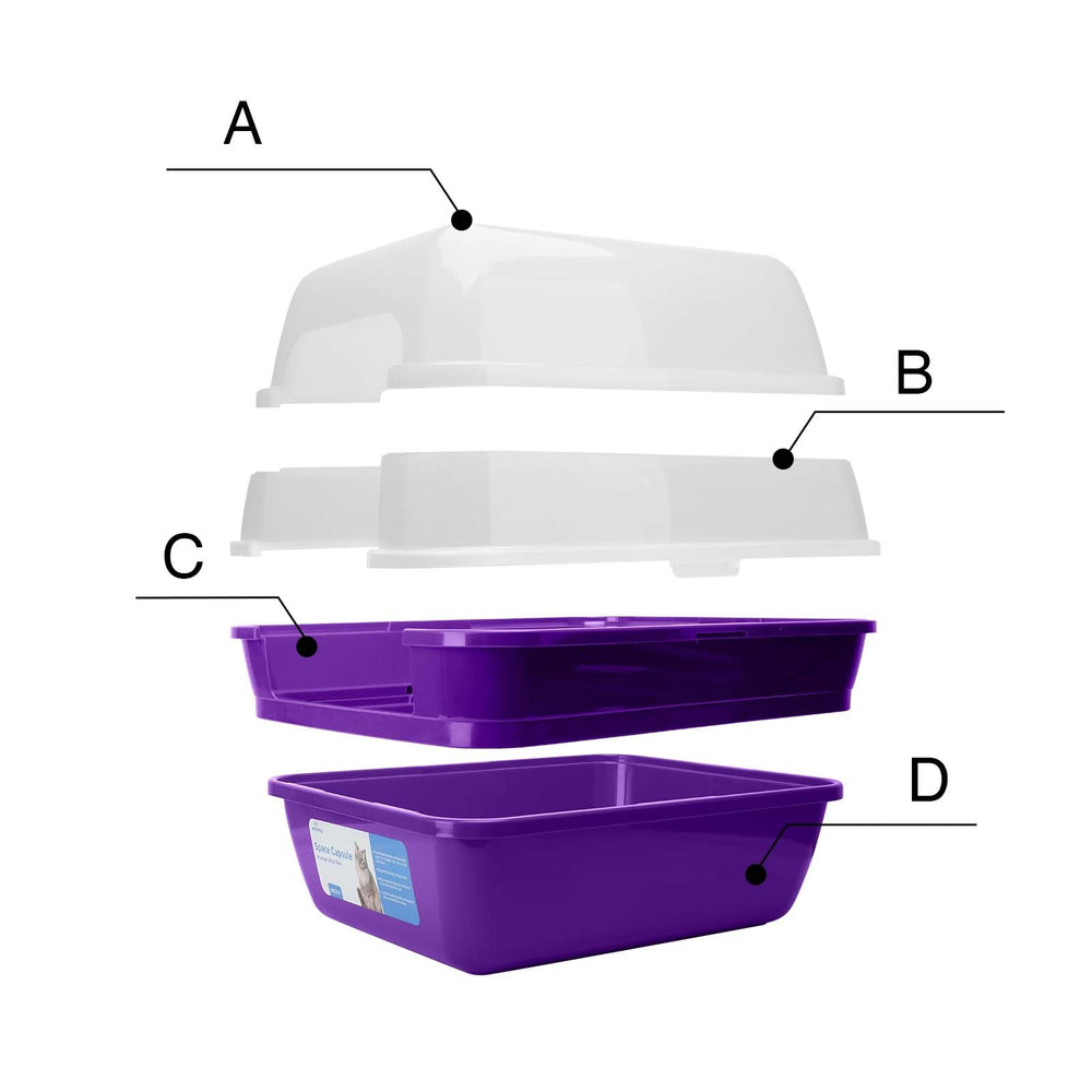 Petfamily cat-litter-box stackable design illustrates space-saving storage.