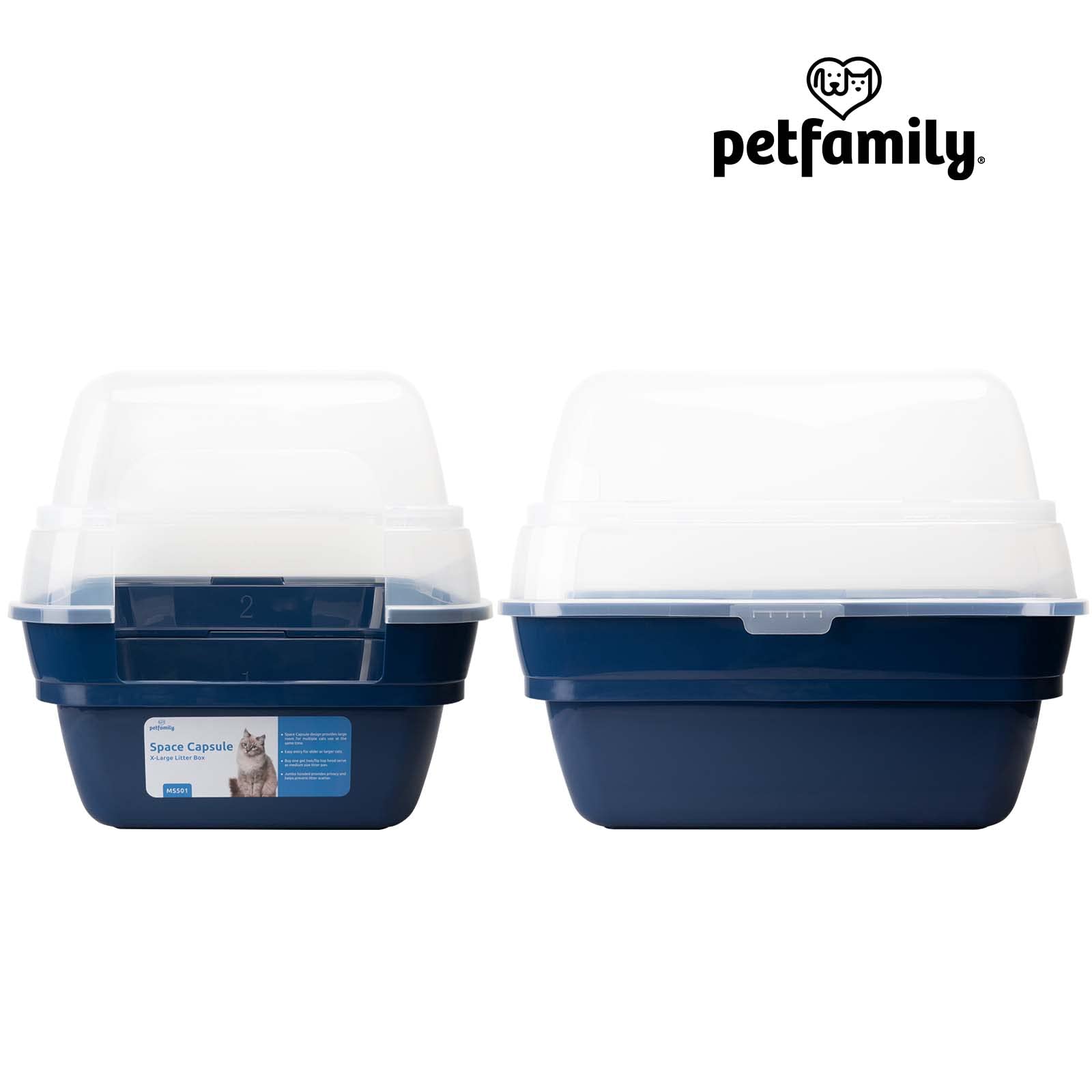 Petfamily cat litter box stackable design saves space when not in use.