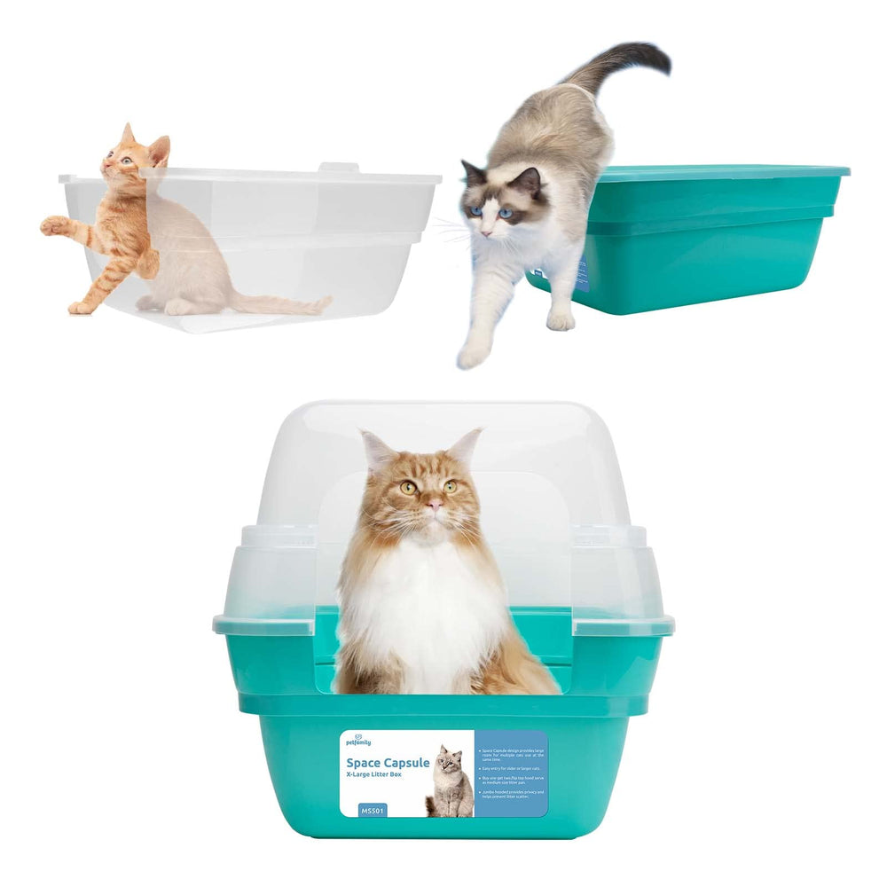 Petfamily stackable cat litter box showcasing space-saving storage