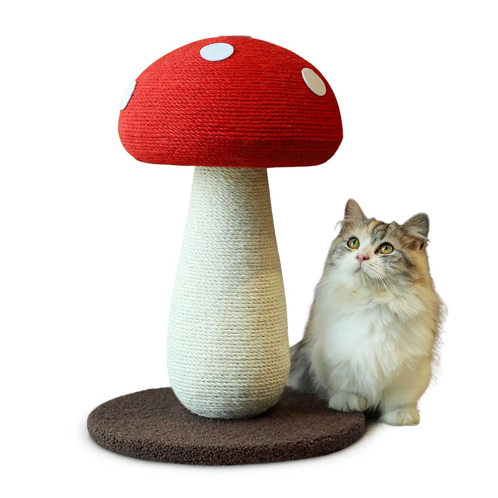 PETFROH mushroom cat tree full view shows sturdy base and playful design for indoor cats.