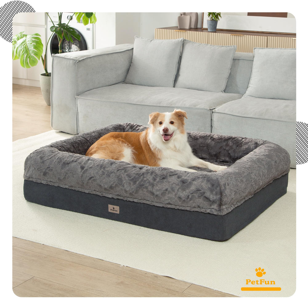 PetFun dark-grey dog bed in living room setting for stylish comfort