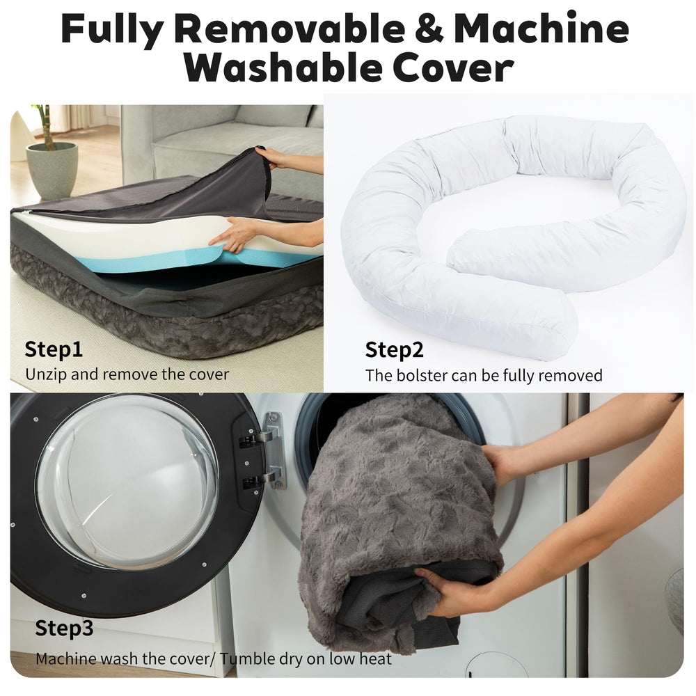 PetFun washable-cover-in-washer label stresses simple, quiet maintenance routine