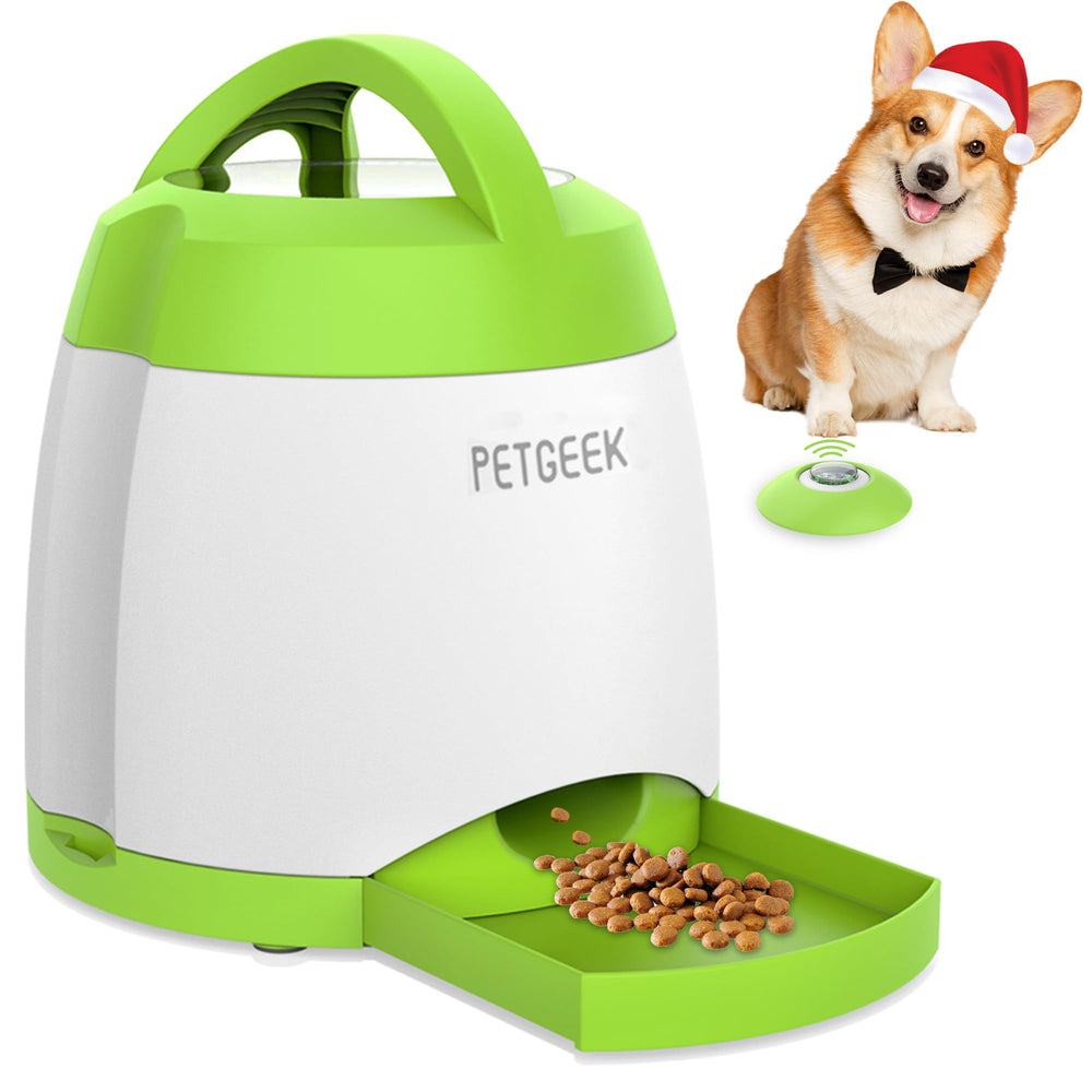 PETGEEK dog food dispenser toy front view highlights interactive puzzle play for smarter training